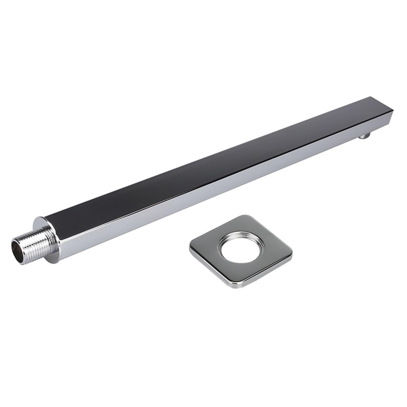 Wall Mounted Metal Black Rainfall Shower Head Extension Arm Stainless Steel Square/Round Pipe 30/40cm for Use in Bathroom(Square Sliver,30cm)