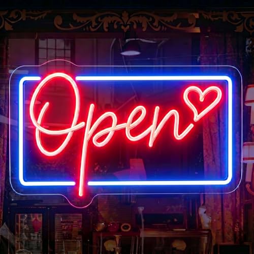 Image of Led Neon Open Signs for Wall Decor Business Open Sign for Store Shop Storefront Window Door Wall- Red&Blue