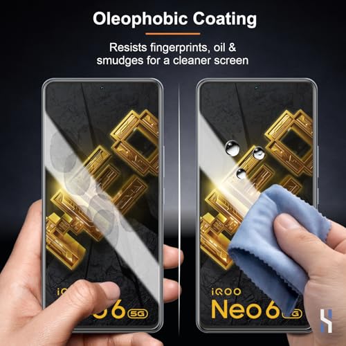 Image of Tempered Glass for iQOO Neo 6 | Neo 6 SE | 9 SE | 7 | 7 Legend (6.62 Inch) Military Grade 9H Screen Guard, Anti-Scratch, Shatterproof, Edge-to-Edge Full Coverage - Black Border