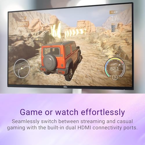 Image of Dell S24 inch Monitor, LED FHD - 100Hz Refresh Rate 15001 Contrast Ratio, AMD FreeSync - VESA, 3H Hardness, Anti-Glare, 2 x HDMI, Ash White