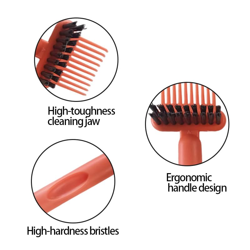 2Pcs 2-in-1 Hair Brush Cleaner Tool, Dual-Sided Comb Cleaner & Hair Remover Rake for Effective Cleaning at Home, Salon, Travel (Orange & Gray)