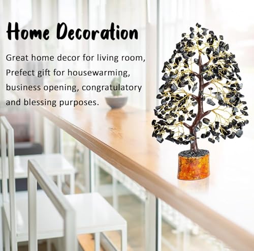 Image of Crocon Black Tourmaline Gemstone Tree of Life Crystals and Healing Stones, | Birthday Gifts for Women, Men & Friends, Gifts for Mom Birthday, Home Office Decor, Spiritual Gift for Women Bedroom Decor