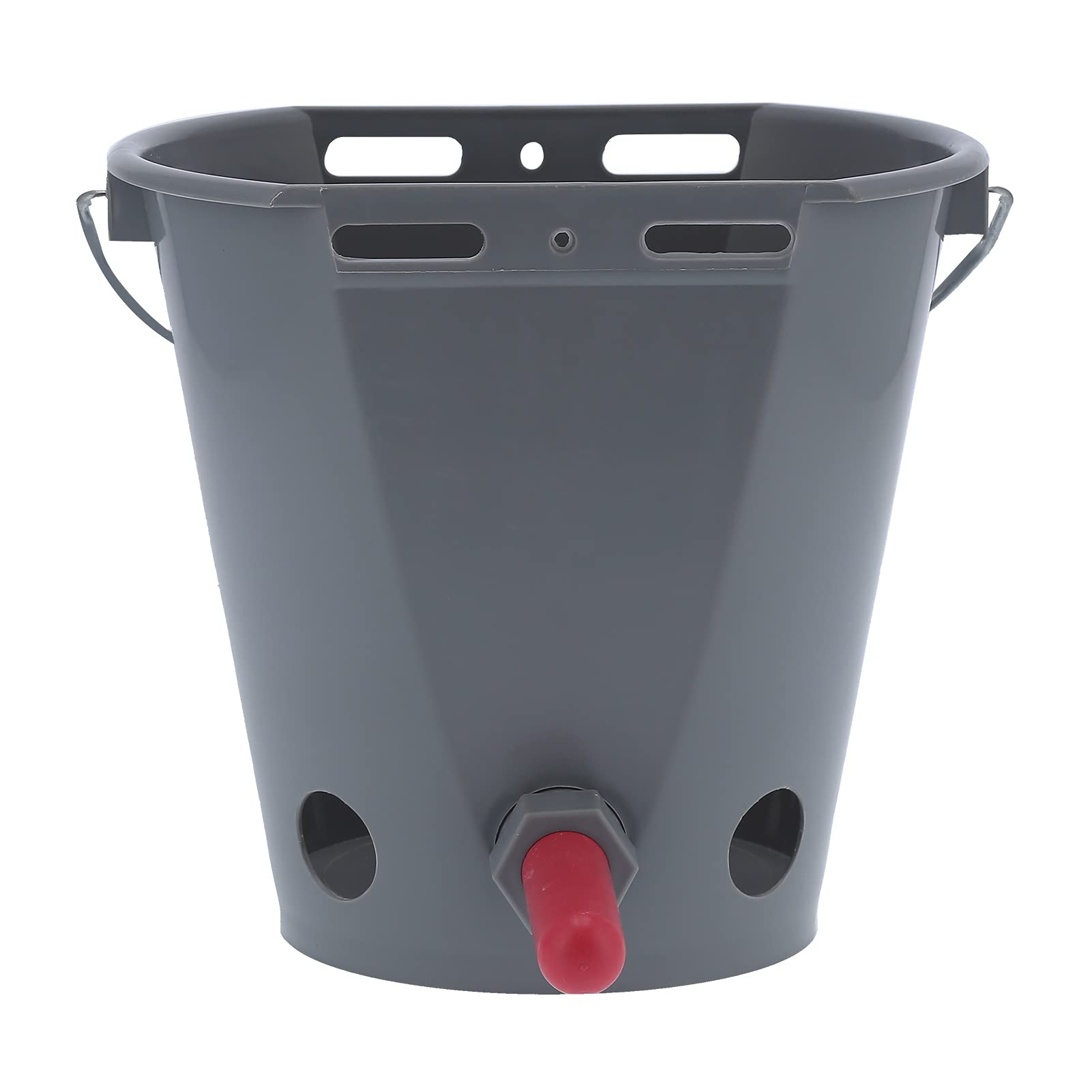 Wiadro do karmienia zwierząt gospodarskich Plastik spożywczy z 5 smoczkami Szary do karmienia mlekiem (For cattle)