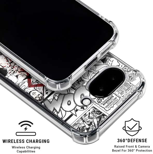 Skinit Clear Phone Case Compatible with Google Pixel 9a - Officially Licensed DC Comics Superman Comic Pattern Logo in Red Design