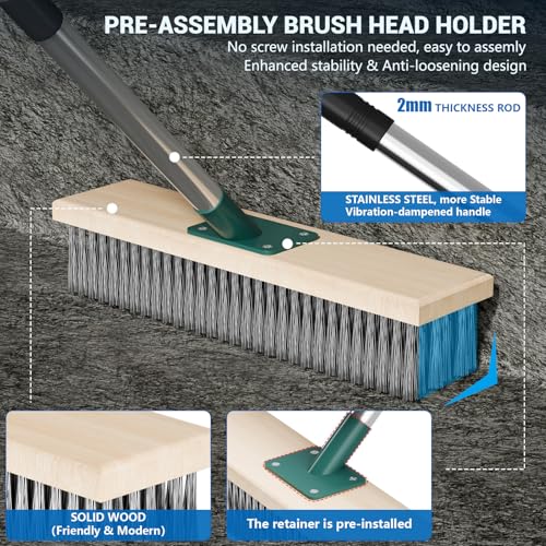 Scalnuvyyh Heavy Duty Wire Broom Outdoor Garden Broom with 57" Long Handle, Yard Patio Brush Stiff Metal Bristle Wire Brush for Removing Weed Moss, Floor Scrub Brush for Patio, Deck, Garden, Garage 5 Scalnuvyyh Heavy Duty Wire Broom Outdoor Garden Broom with 57" Long Handle, Yard Patio Brush Stiff Metal Bristle Wire Brush for Removing Weed Moss, Floor Scrub Brush for Patio, Deck, Garden, Garage - Image 5