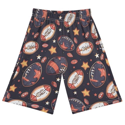 ALAZA Rugby Star Ball American Football Pajama Shorts Elastic Waist Casual Sleep Shorts with Pockets Size 6-14