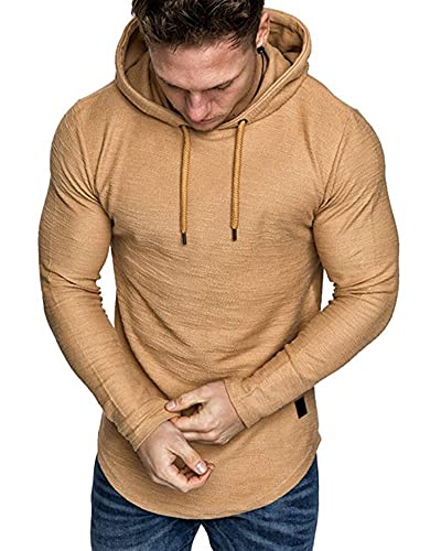 Image of Lexiart Mens Cotton Hoodies Pullover Sport Muscle Workout Shirts