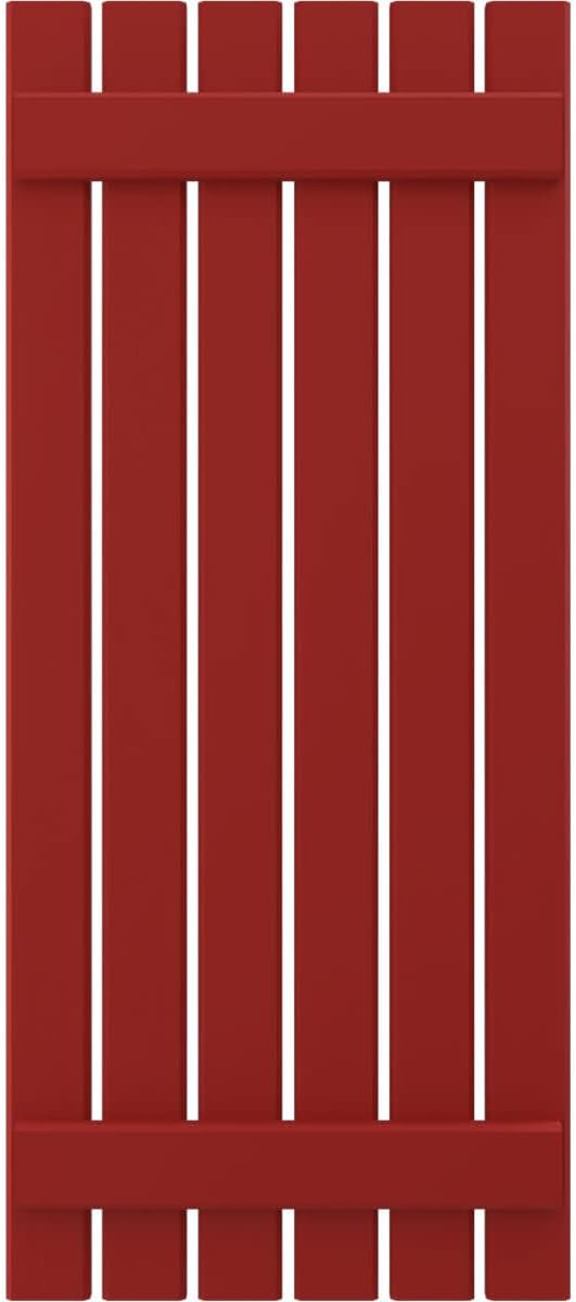 Ekena Millwork ARW101SB623X31BRH Americraft Six 2 Exterior Real Wood Spaced Board-n-Batten Shutters (Per Pair), 23 1/2"W x 31"H, Fire Red