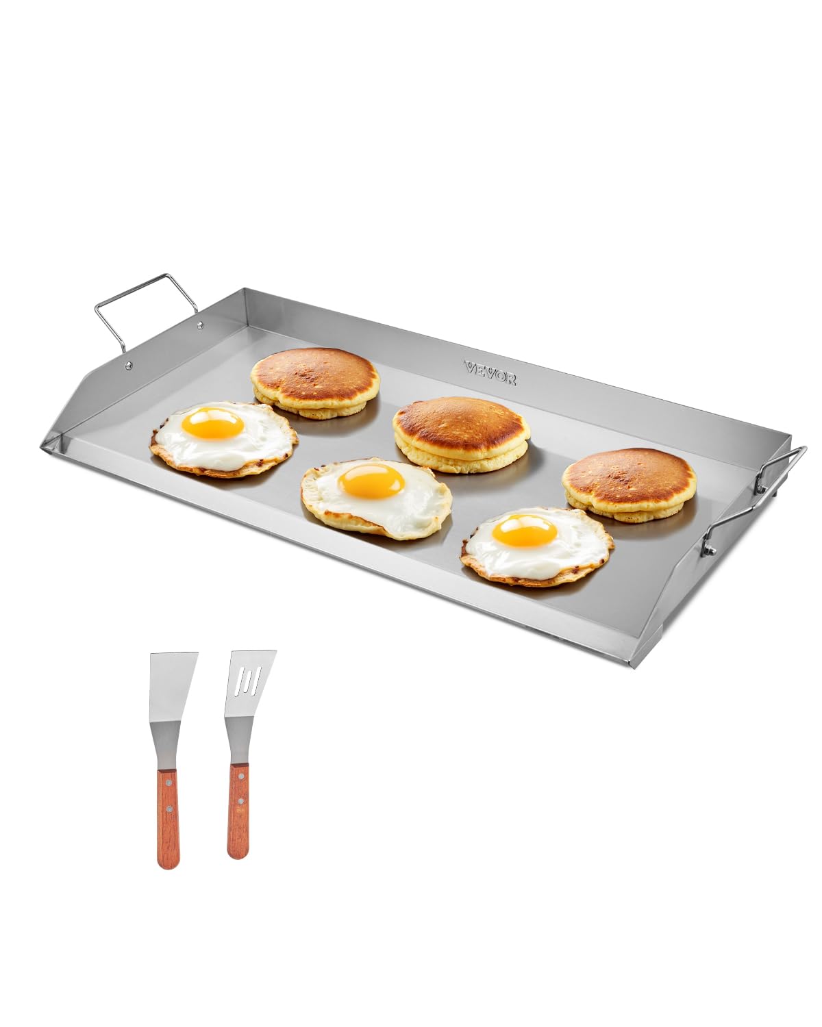 VEVOR Piastra in Acciaio Inox, Piastra Rettangolare Universale da 809x370 mm, Piastra a Gas, Pentole da Fornello Portatili per Famiglie con Manico, per Campeggio, Festa, Picnic, Eventi da Esterno