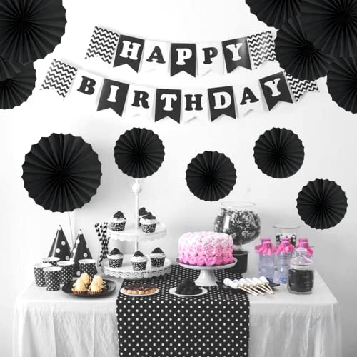 HQZ Black Party Hanging Fans DIY Set - 12pcs Set Pinwheels Fan DIY Paper Craft for Wedding, Birthday, Christmas Party Decoration by HQZ - Image 3