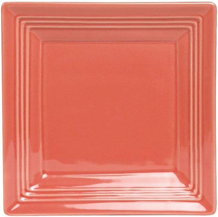 Tuxton Home Concentrix Square Plate (Set of 4), 8 1/2", Cayenne Red; Heavy Duty; Chip Resistant; Lead and Cadmium Free; Freezer to Oven Safe up to 500F