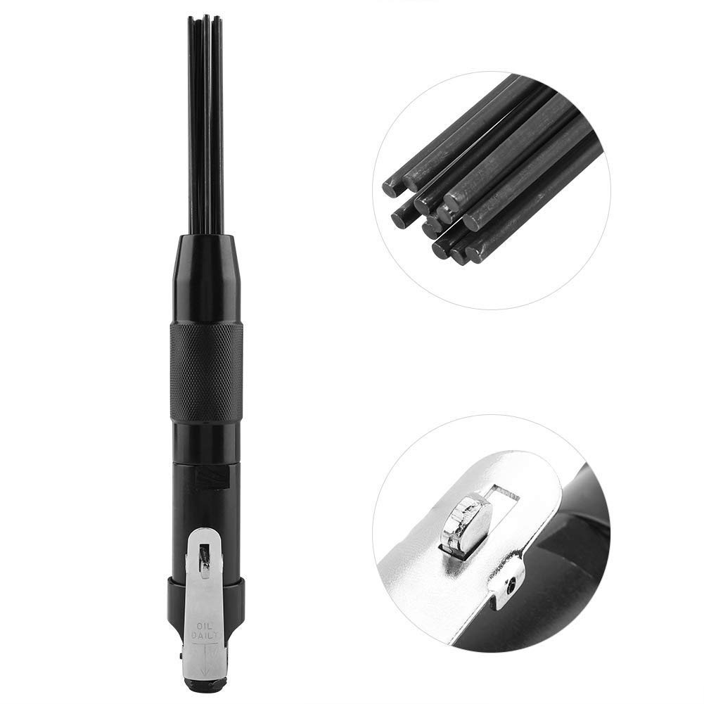 Pistolet à Aiguilles Pneumatique en Acier au Carbone, 12 Aiguilles, 4400 tr/min, 90 PSI, 1/4", Noir, 32,5 cm, Élimination de Rouille