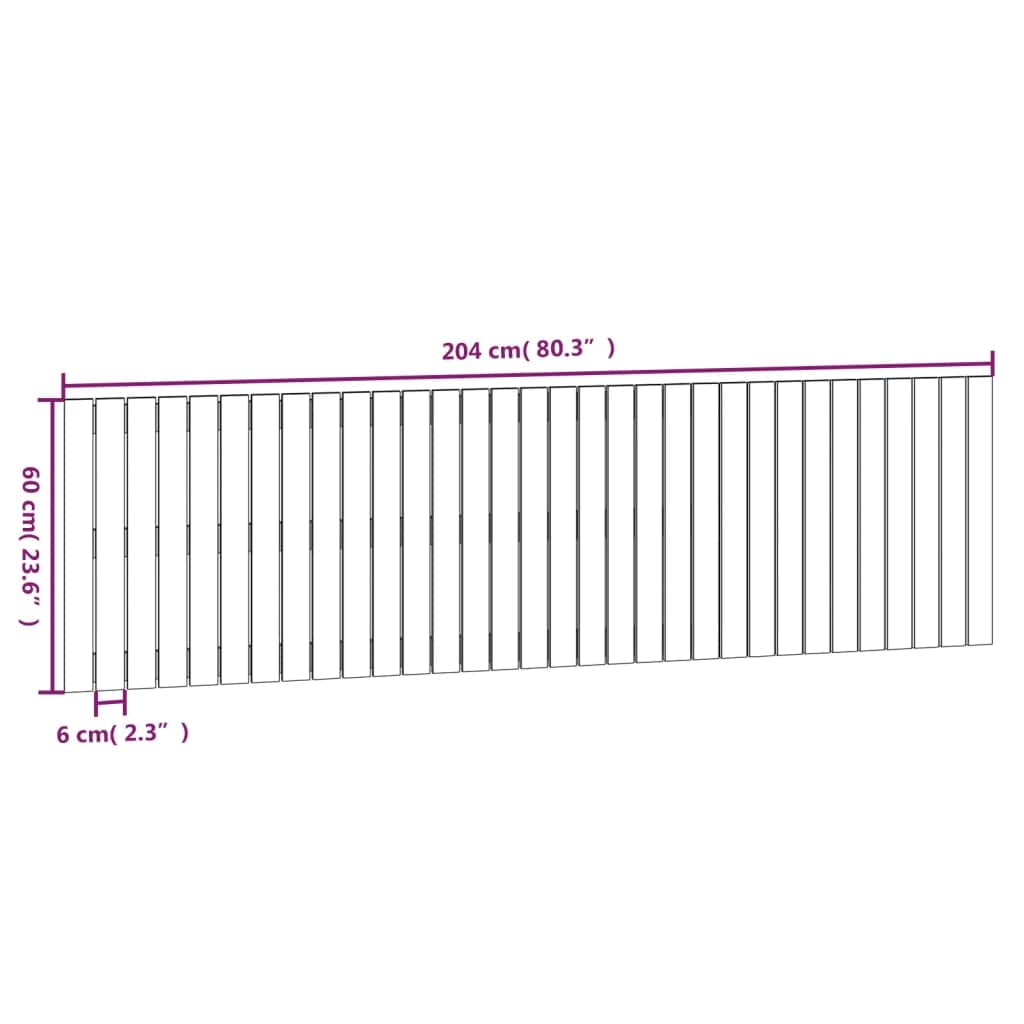 824829 Testiera da Parete Bianca 204x3x60 cm in Legno Massello di Pino Testata in Legno,Testata Letto Matrimoniale Muebles Dormitorio Spalliera Letto Testiere per Letto Matrimoniale