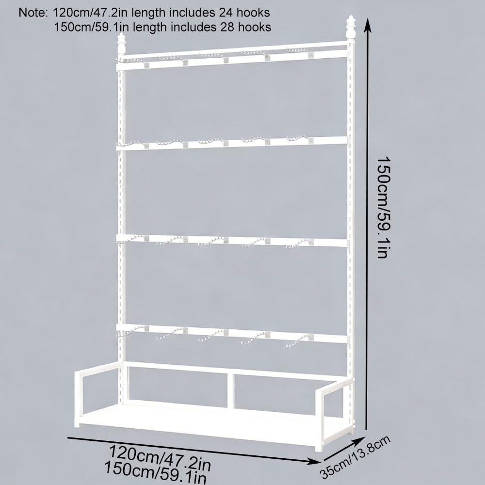 Adjustable Slipper Display Rack, Multi-Function Shelves, Floor-Standing Bracelet Holder, Commercial Keychain Display, Underwear Display Stand for Retail, Stores, Boutique(White,150cm(59.1in))