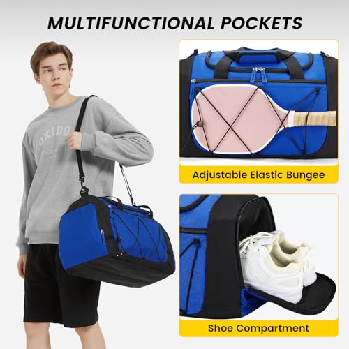 Image of Vorspack Gym Bag for Men - 21 Inches Duffle Bag for Travel Lightweight Duffel Bag with Shoe Compartment Personal Item Travel Bag Weekender Bag for Travel Sports Gym - Blue