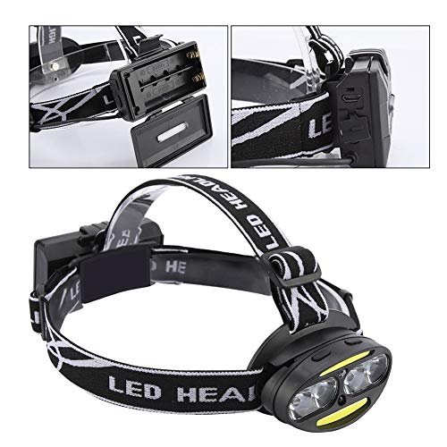Linterna frontal impermeable IPX4 con 5 modos de iluminación LED y 4 focos T6 4