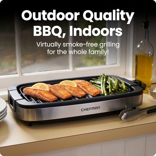 Chefman Indoor Electric Grill 1400W-1650W, 38x23 Large Grilling Surface, Nonstick Table Top Grill for Indoor Grilling and BBQ with Adjustable Temperature Control, Drip Tray, Dishwasher - Safe Parts - Image 2