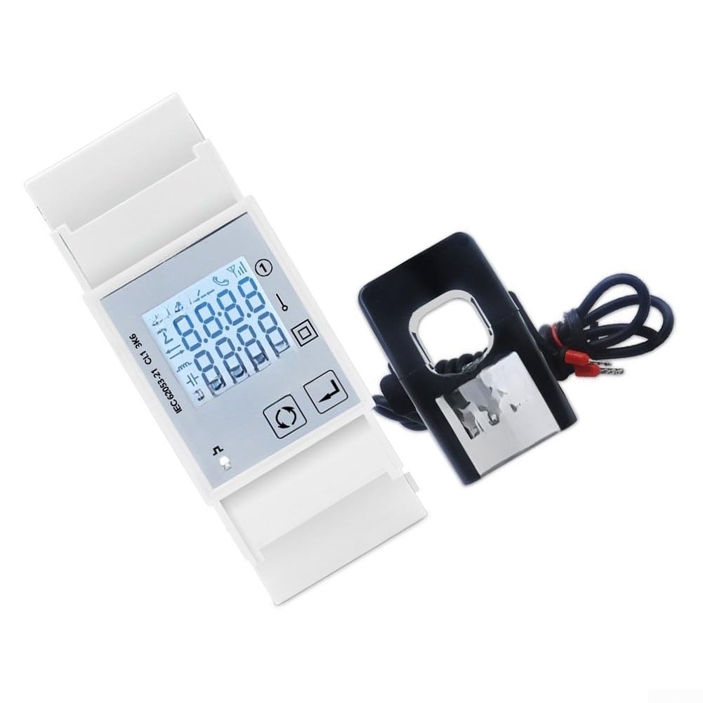Contatore di corrente su guida DIN monofase RS485 contatore di energia | RS485 Comunicazione, monofase, esterno per ct, monitoraggio solare PV, dati in tempo reale