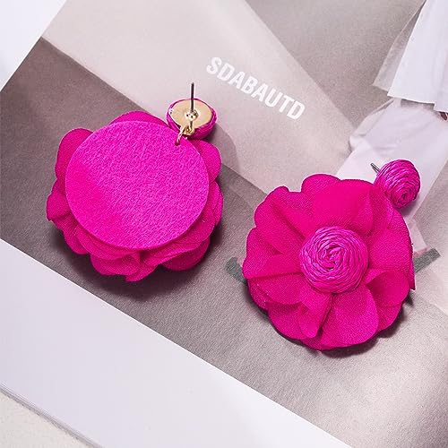 Raffia Flower Dangle Earrings Rattan Flower Drop Earrings Bohemian Style Hand-woven Floralearrings Valentine's Day Mother's Day Birthday Jewelry Gift3