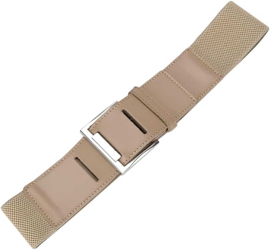 Women Genuine Leather Elastic Belts 5CM Wide Stretchy Cinch Corset Comfortable Cowhide Waistband for Dress