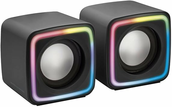 Mars Gaming MSCUBE, Compact Gaming Speakers 8W, Space DSP Sound, RGB Active-Flow Lighting, Control Box, USB Connectivity + 3.5 mm Jack, Black