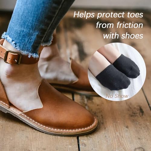 Image of 15 Pairs Half Socks for Women Mules, Toe Socks Women No Show Non-Skid Clog Socks Toe Topper Socks for Women, Socks for Mules and Slides (Black, White, Skin)