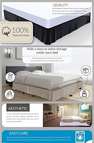 Crown Royal Hotel Collection Bedding's 850 Thread Count Egyptian Cotton Dust Ruffle/Single Ruffle Bed Skirt Expanded/Olympic Queen Size 16'' Inch Drop Length Ivory Solid Export Quality #TOP1