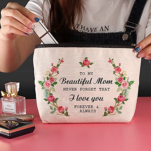 Java Wood Gifts For Mom To My Beautiful Mom Travel Zipper Makeup Bag Mother Of The Bride Or Groom Gifts,Gifts For Mom From Daughter Or Son I Love You Mom Gift New Mom Gift Basket,Xhzb01 #TOP2
