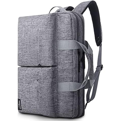 KINGSLONG 17.3 Inch Convertible Laptop Backpack,Laptop Messenger Bag Briefcase Handbag with Shoulder Strap for Men Women, Grey Cover