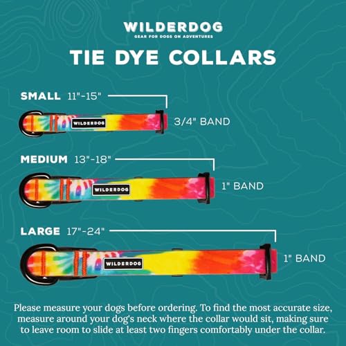 Image of Wilderdog Waterproof Dog Collar - Repels Water & Dirt - Large 17 inch-24 inch - Tie Dye