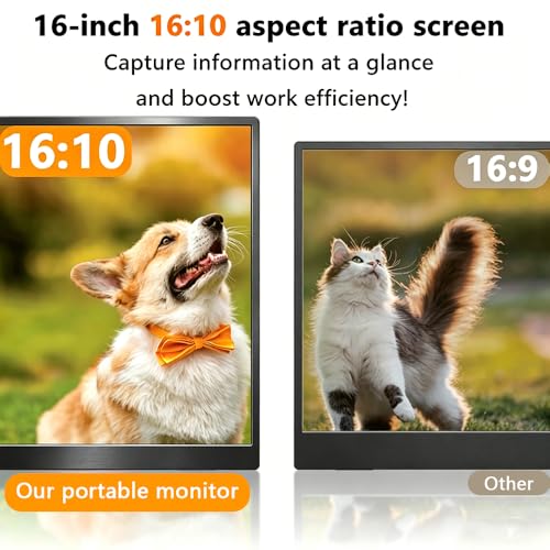 Image of 16 inch 4K Portable Monitor UHD 3840x2400 16:10 400 Nits Gaming Display,IPS HDR External Second Screen,Vertical Monitor for Laptop /Mac /PC /PS5 /Xbox with Speakers Stand,VESA Compatible