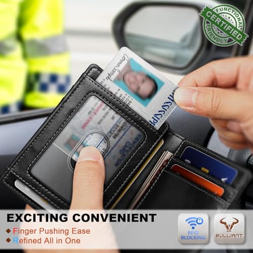 Image of BULLIANT Slim Wallet For Men 12Cards,Magnetic Flip Build-in Money Clip Airtag Compatible-RFID Blocking