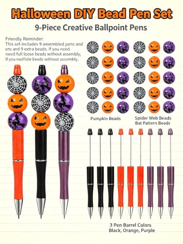 ChayWillow Halloween DIY Beadable Ballpoint Pen Set, 9Pcs - image 5