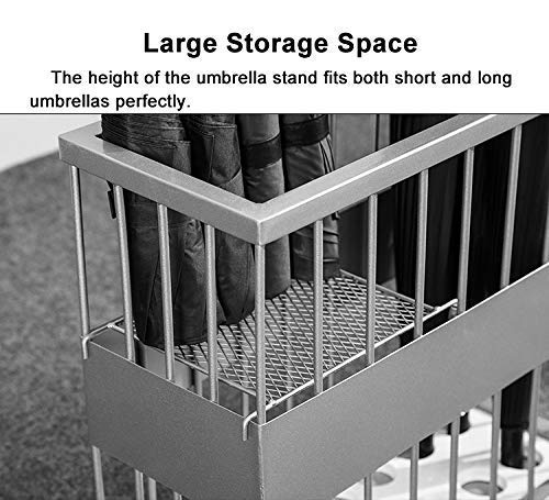 Paragüero rectangular de metal negro para una entrada de casa limpia y ordenada 5