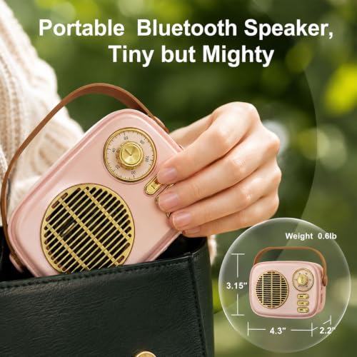 Retro Bluetooth Speaker, Gifts for Teen Girls, Mini Vintage Room Decor Pink by Dosmix - Used condition - Image 6