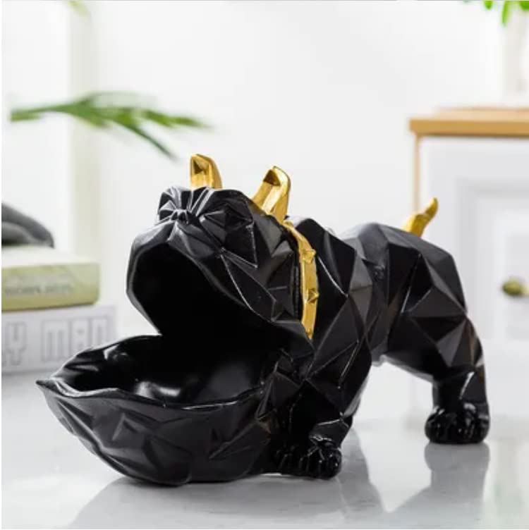 PAPER PLANE DESIGN Resin Geometric Bulldog Statue Entryway Cabinet Key Statue Tray Candy Bowls Ornament Suitable for Modern Art Home Decor Dining Table Office Small Object Storage Tray