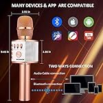 BONAOK Wireless Bluetooth Karaoke Microphone,3-in-1 Portable Handheld Karaoke Mic Speaker Machine Home Party Birthday for All Smartphones PC(Q37 Rose Gold) - Image 3