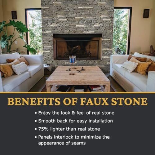 AZ Faux High-Density Polyurethane Faux Stone Flush Outside Corner for Interior and Exterior Decor | Stacked Stone Outside Corner | Sedona | Warm Pewter - 3