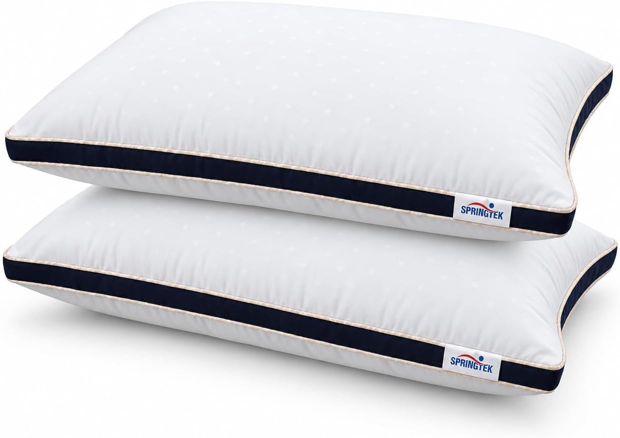 Springtek Microfiber Luxurious Super Soft Micro Fibre Premium 16 X 24 Inch Set of 2 Pillows, White