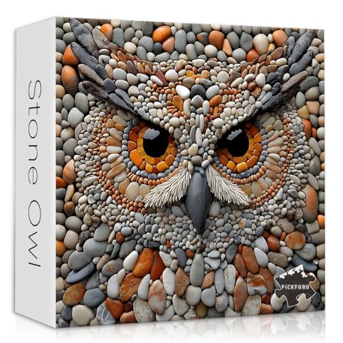 PICKFORU Owl Puzzles for Adults 1000 Pieces, Stone Bird Jigsaw Puzzles Hard, Unique Difficult Imposs