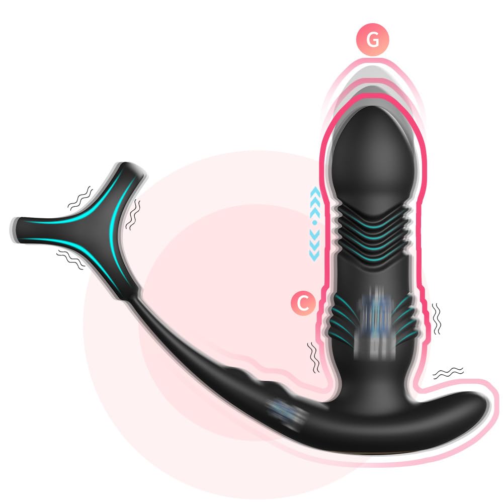 Vibratori anali per uomo, massaggiatore prostata, con 10 vibrazioni, vibratori anali per uomo, funzione d'urto, stimolazione prostatica, vibrazioni prostatiche, uomini con anello per pene