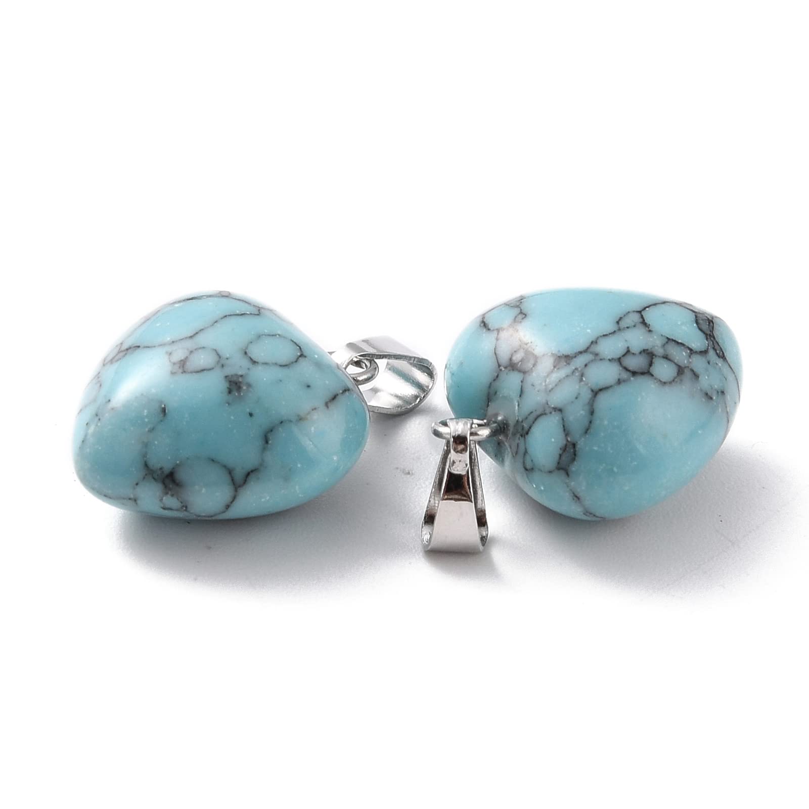 BEEFLYING 10 Pcs Natural Gemstone Heart Pendant Charms Turquoise Charms Healing Stone Pendants for Jewelry Making Crafts Supplies - Image 3