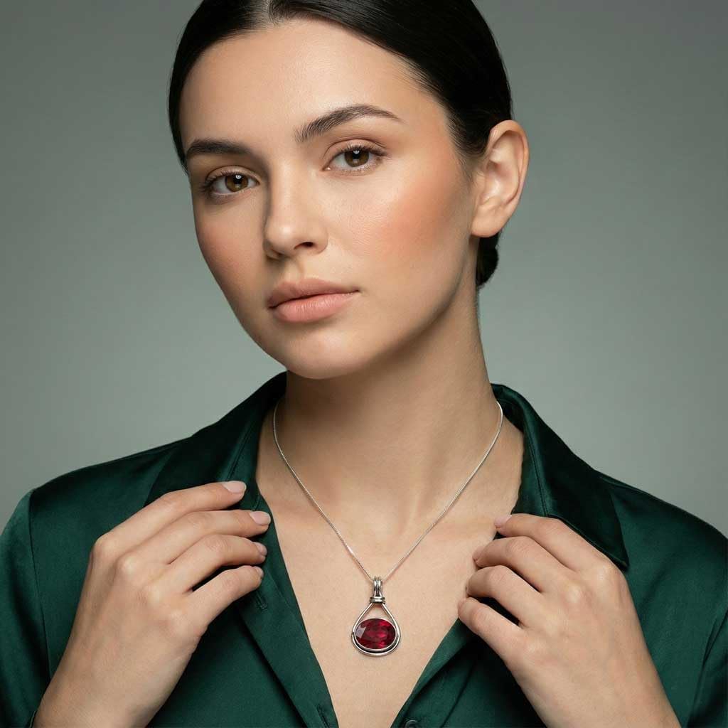 JEWELOPORIUM Boho Handmade Jewelry Natural Gemstone Labradorite, Amethyst, Rose Quartz, Lapis Oval 925 Sterling Silver Plated Pendant Necklace For Women