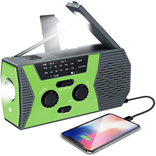 Notfallkurbelradio, 2000Mah Solar Handkurbel Portable AM ​​/ FM Wetterradio Mit Taschenlampe & Bewegungssensor Leselampe, Handy-Ladegerät