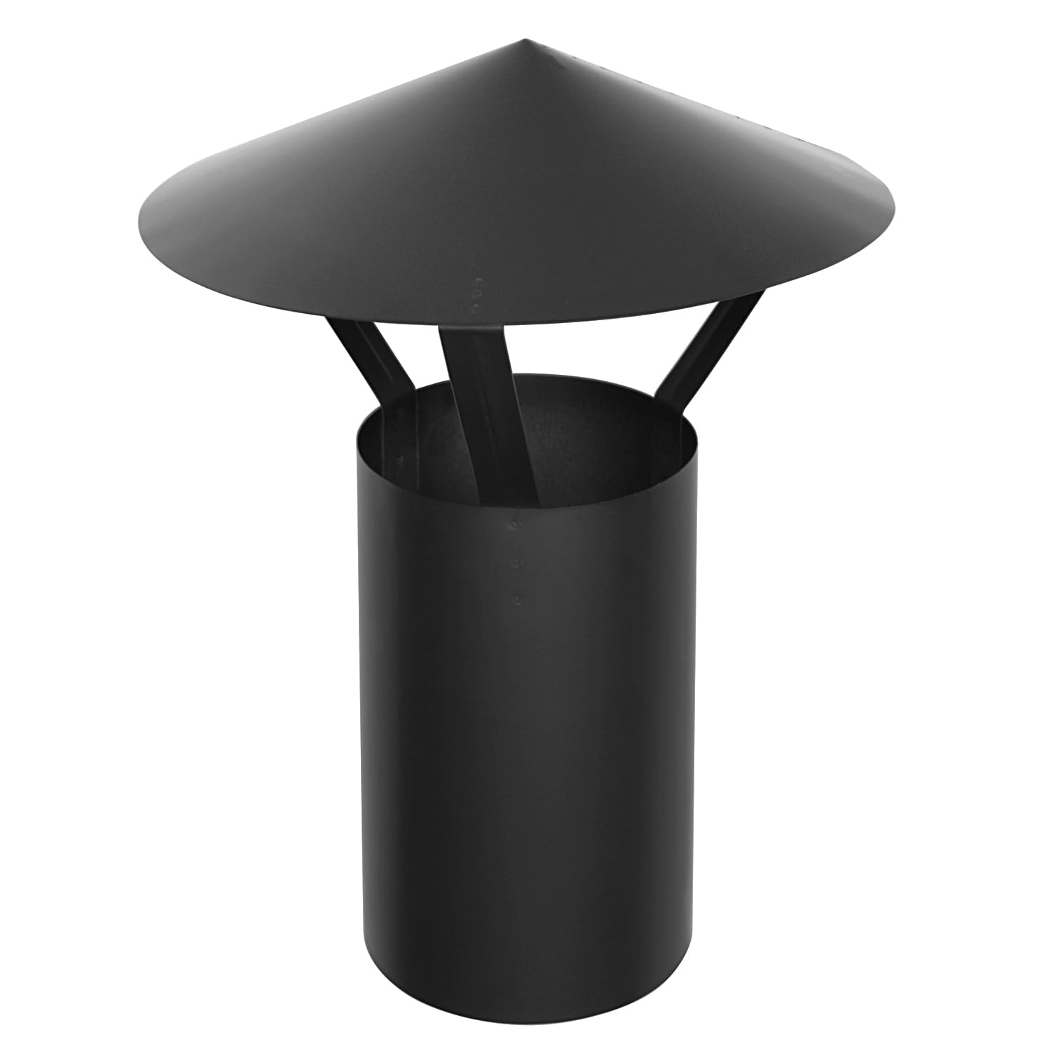 raik Rauchrohr Regenhaube für Ø150 mm Rauchrohre Schwarz einwandig 0,6 mm Stärke feueraluminiert wetterfest Gesamthöhe 435 mm