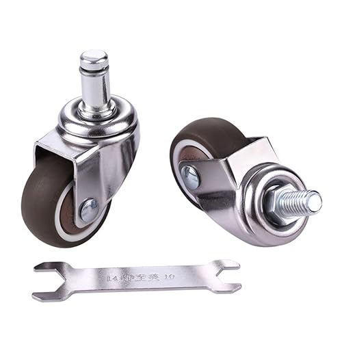 Miniatura 3 de Ciieeo 4 piezas ruedas giratorias silla de oficina ruedas de carro de alta resistencia, rueda de rodillo de repuesto de plástico giratorio plateado