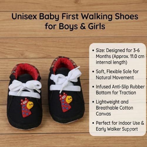 Image of Butterthief Unisex Baby Prewalking Shoes for Newborn Boys & Girls | Soft Sole Infant Bootie with Anti-Slip Bottom | Lightweight Cotton Footwear Early Walker Shoes (3-6 Months, 11 CM)