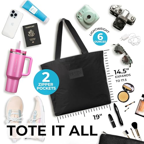 Beach Tote Bag with Zipper and Pockets2