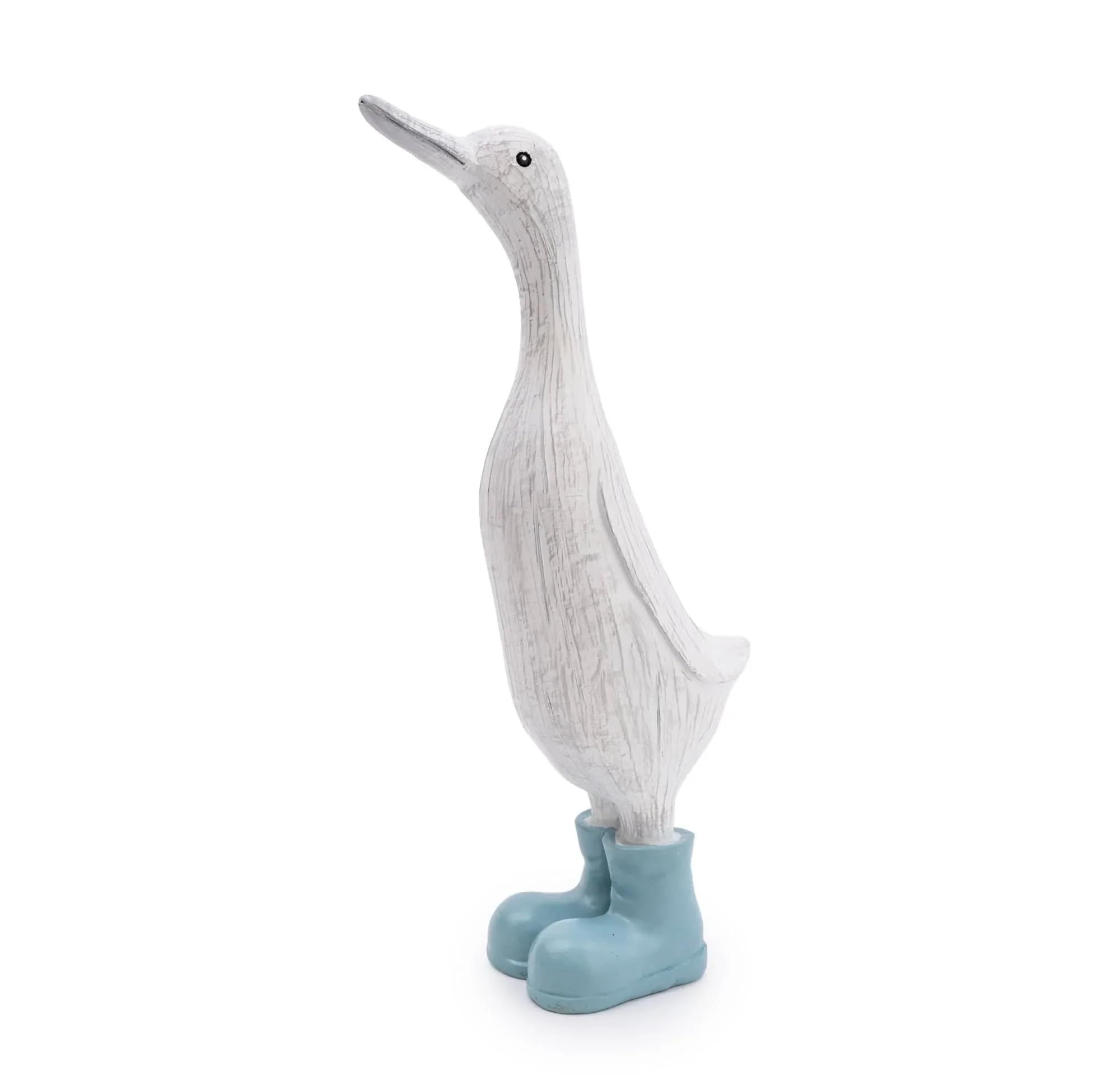 Home Deco London White Resin Ducks In Wellies Lovely Decorative Ornament - Great Gift Idea (Resin Duck With Wellies Large Blue)