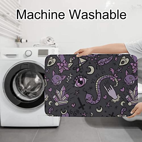Badezimmer 3-teiliges Badezimmerteppich-Set, lila, schwarz, Goth, gruseliger Druck, 3-teiliges Badezimmerteppich-Set, Badematte + Kontur + Toilettendeckelbezug, rutschfeste Unterlage Sets – Bild 8